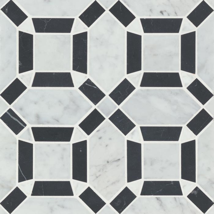 Bedrosians Matisse White Carrara Nero Marquina Mosaic 1 Marble Blend