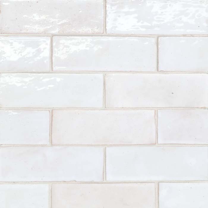 Bedrosians Zagora Neige Blanc 2 X 6 Glossy Zellige Field Tile