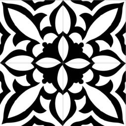 Zio Retro Neuve - Fleur Noir 8" x 8" Porcelain Tile