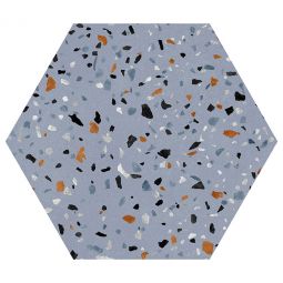 Zio Abstract - Blue 8" x 9" Porcelain Hexagon Tile