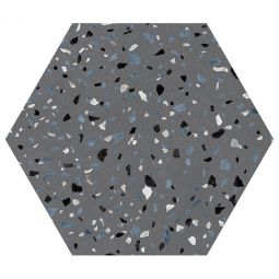 Zio Abstract - Graphite 8" x 9" Porcelain Hexagon Tile