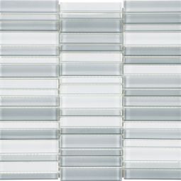 Tesoro Element - Shades Of Grey Blend 1" x 4" Stacked Glass Mosaics