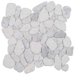Tesoro Ocean Stones - White Terrazo Carrara Sliced Mosaic