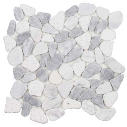Tesoro Ocean Stones - Terrazzo Carrara Bardiglio White Sliced Mosaic