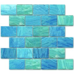 Tesoro Garden Wall - Caspian 2" x 3" Glass Mosaic
