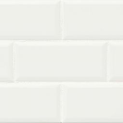 Bedrosians Traditions - Ice White 4" x 10" Beveled Glossy Ceramic Tile