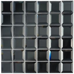 Zio Checkers - Hematite Squares Glass Mosaic