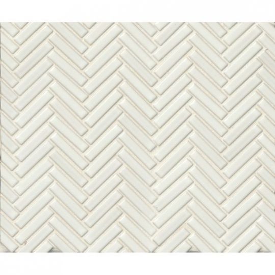 Bedrosians 90 - White Gloss Herringbone Porcelain Mosaics