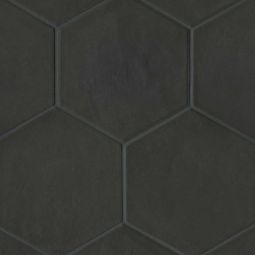 Bedrosians Allora - Solid Black Matte Hexagon Floor and Wall Tile