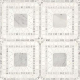Bedrosians Atrium - White Carrara and White Thassos Honed Marble Blend Mosaic