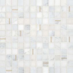 Bedrosians Ferrara - Bianco 1" x 1" Honed Stone Mosaic with Brass