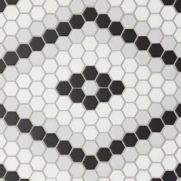 Bedrosians Le Cafe - Deco Design 7 Matte 1" x 1" Porcelain Mosaic