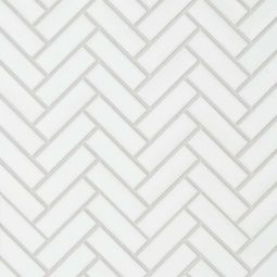 Bedrosians Le Cafe - White Matte 1" x 3" Herringbone Porcelain Mosaic