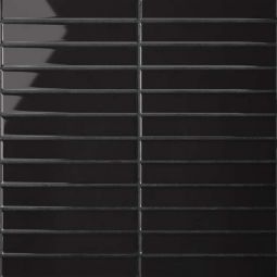 Bedrosians Le Cafe - Black Glossy 1" x 6" Straight Stack Porcelain Mosaic