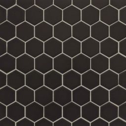 Bedrosians Le Cafe - Black Matte 2" x 2" Hexagon Porcelain Mosaic