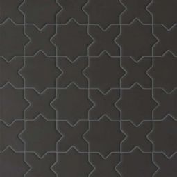Bedrosians Le Cafe - Black Matte 2" x 2" Cross & Star Porcelain Mosaic