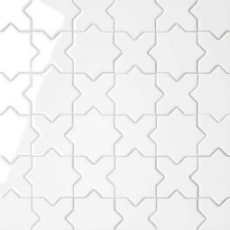 Bedrosians Le Cafe - White Glossy 2" x 2" Cross & Star Porcelain Mosaic
