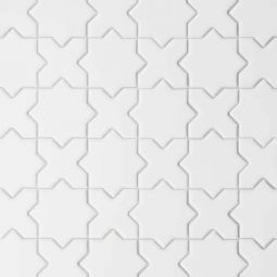 Bedrosians Le Cafe - White Matte 2" x 2"Cross & Star Porcelain Mosaic