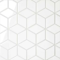 Bedrosians Le Cafe - White Glossy 2" x 3" Diamond Porcelain Mosaic