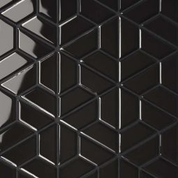 Bedrosians Le Cafe - Black Glossy 1" x 2" Half Hexagon Porcelain Mosaic