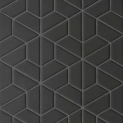 Bedrosians Le Cafe - Black Matte 1" x 2" Half Hexagon Porcelain Mosaic