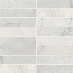 Bedrosians Monet - White Carrara 2" x 8" Honed Marble Decorative Tile