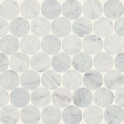 Bedrosians Monet - White Carrara Circle Honed Marble Mosaic 10 Tile
