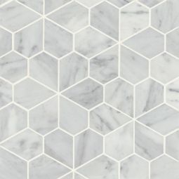 Bedrosians Monet - White Carrara Floral Honed Marble Mosaic 9 Tile