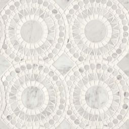 Bedrosians Solis - White Carrara & White Thassos Honed Marble Blend Mosaic