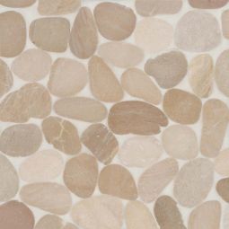 Bedrosians Waterbrook - Tan Jumbo Sliced Pebble Mosaic