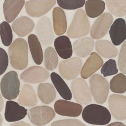 Bedrosians Waterbrook - Tan/Brown/Cherry Jumbo Sliced Pebble Mosaic
