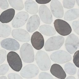 Bedrosians Waterbrook - White Carrara/Dark Grey Jumbo Sliced Pebble Mosaic