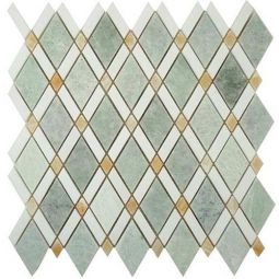 Zio Diamond - Ming Green Light, Thassos White & Honey Onyx Mosaic