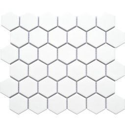 Emser Impact - White 2" Hex Porcelain Mosaic