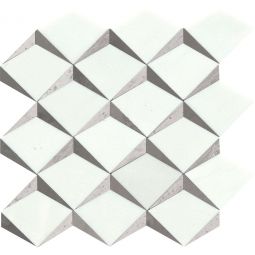 Emser Bizou - White / White Crest Groutless Marble Mosaic