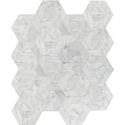 Emser Bizou - White / White Damask Groutless Marble Mosaic