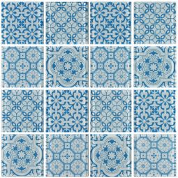 Tesoro Patchwork - Turquoise 3" x 3" Glass Mosaic