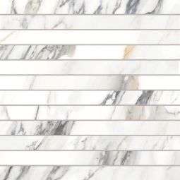 Bedrosians Prati - Calacatta Borghini Warm 1" x 12" Honed Porcelain Mosaic