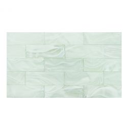 Tesoro Clouds - Cirrus Glass White On White 3" x 9" Wall Tile