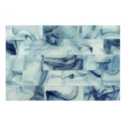 Tesoro Clouds - Stratus Glass White On Blue 3" x 9" Wall Tile