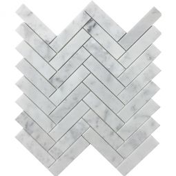 Tesoro Metropolitan White Cararra - Mosaic Herringbone
