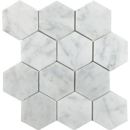 Tesoro Metropolitan White Cararra - Mosaic Large Hex