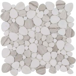 Tesoro Ocean Stones - Light Wood Grain Italian White Sliced Marble Polished Mosaic