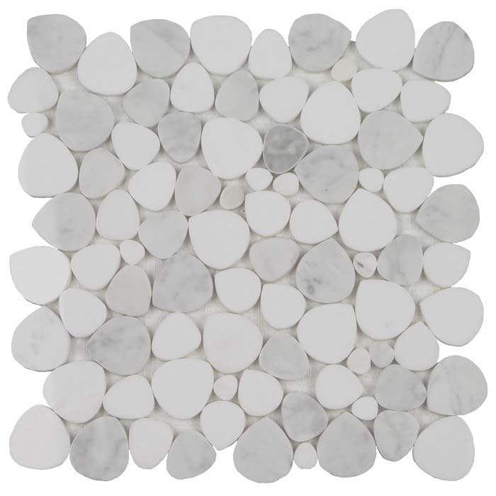 Blue Celeste Thassos Bianco Pebble Mosaic