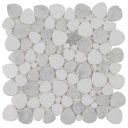 Tesoro Ocean Stones - Bianco Carrara Thassos Sliced Marble Polished Mosaic