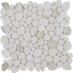 Tesoro Ocean Stones - Calacatta Gold Italian White Sliced Marble Polished Mosaic