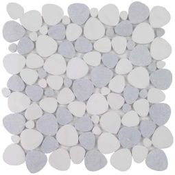 Tesoro Ocean Stones - Italian White Blue Celeste Sliced Marble Polished Mosaic