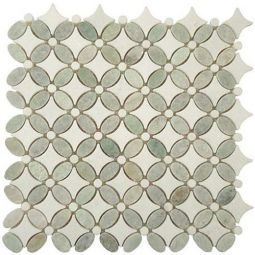 Zio Flower - Ming Green & Thassos White Mosaic