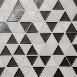 Bedrosians Kaikos - Brown & Oriental White Triangle Glass & Stone Mosaic