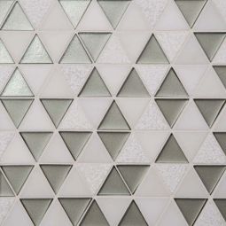 Bedrosians Kaikos - Gray & Oriental White Triangle Glass & Stone Mosaic